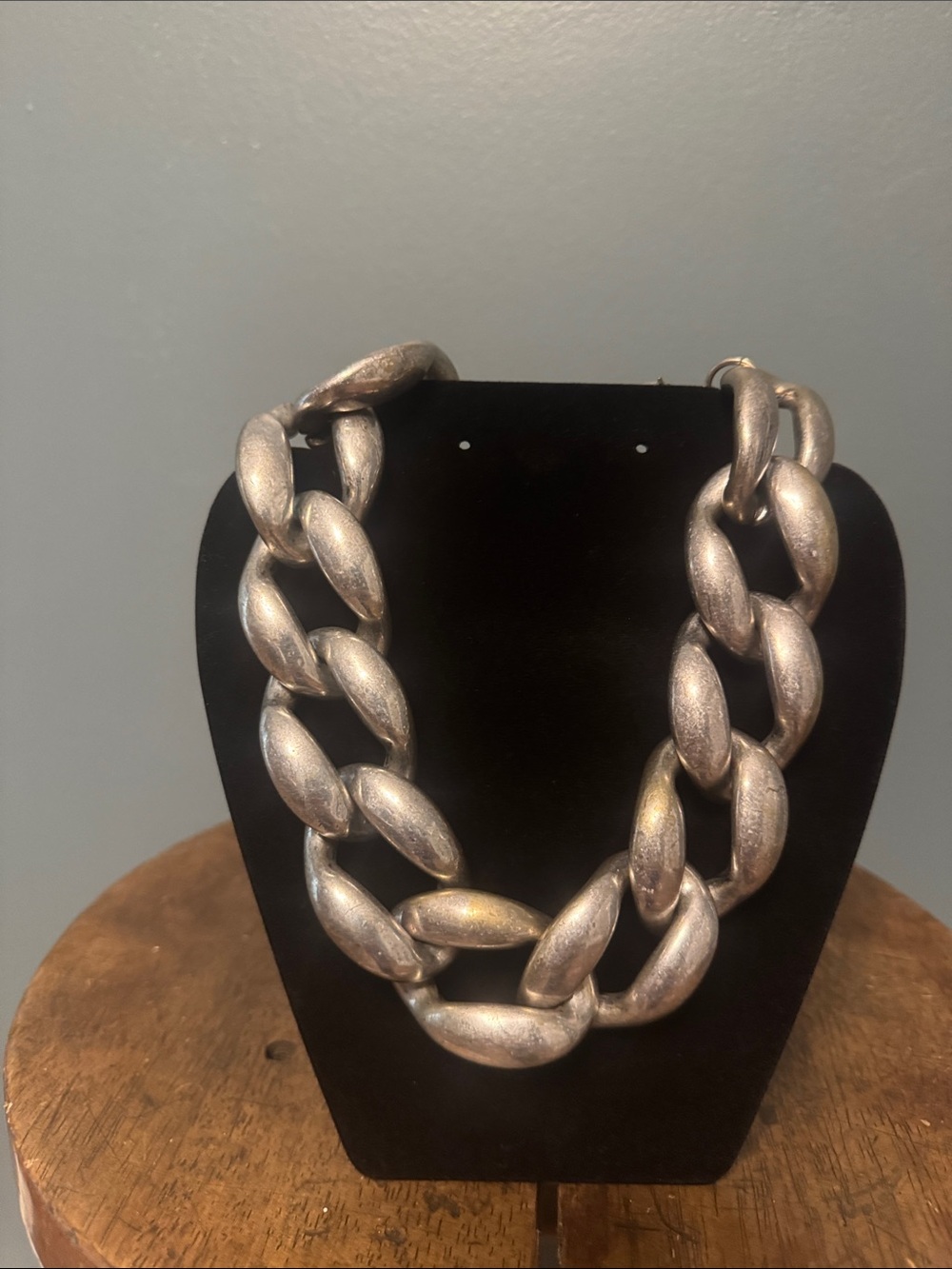 Source Unknown Matte Silver Chunky Link Necklace